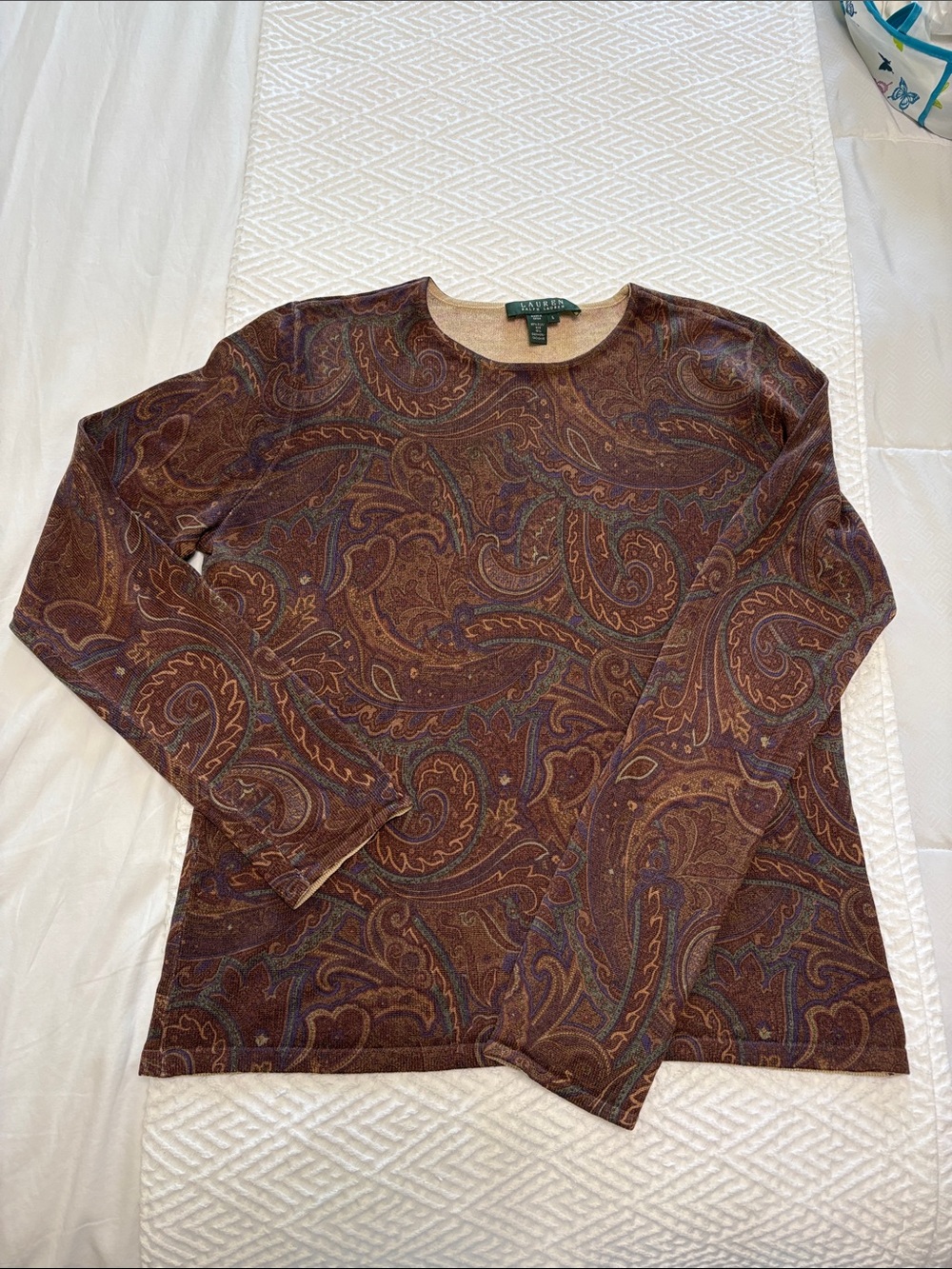 Ralph Lauren Redish-Brown Silk/Cashmere Crewneck Sweater